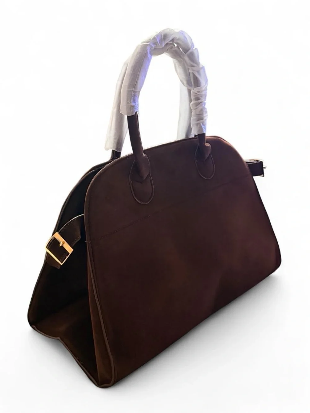 Classic Brown Women's Satchel with Gold Buckle Detail